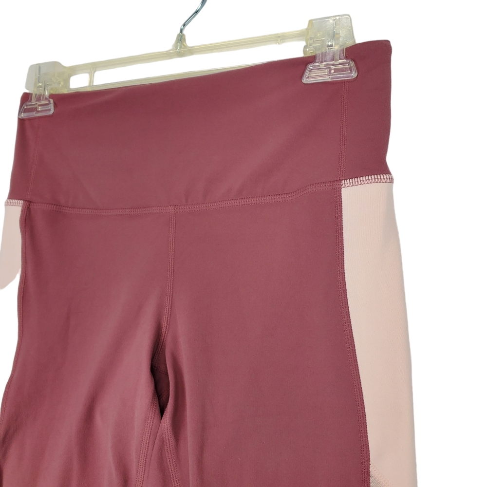 Athleta Two Tone Blush Rose Womens Stretch Leggings Mesh Inlay Size Small - Picture 2 of 15